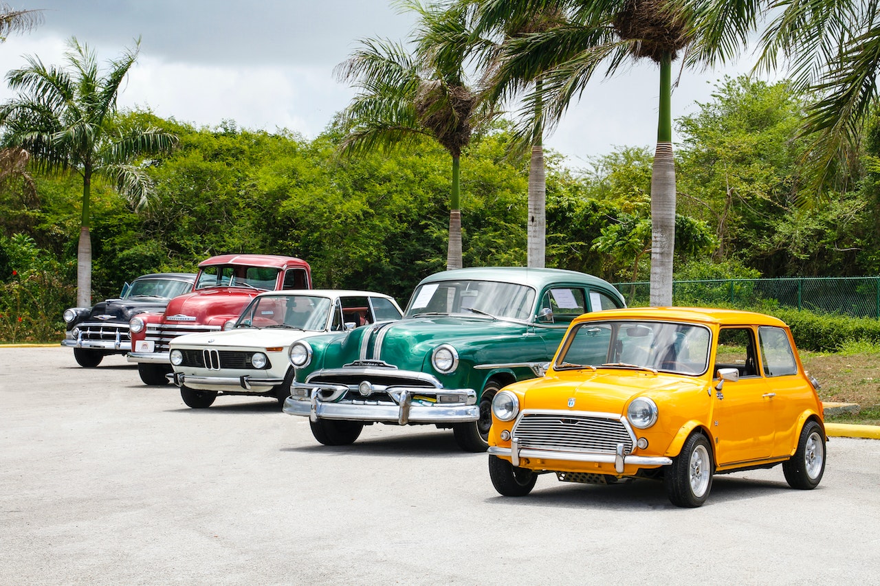 lineup of cars